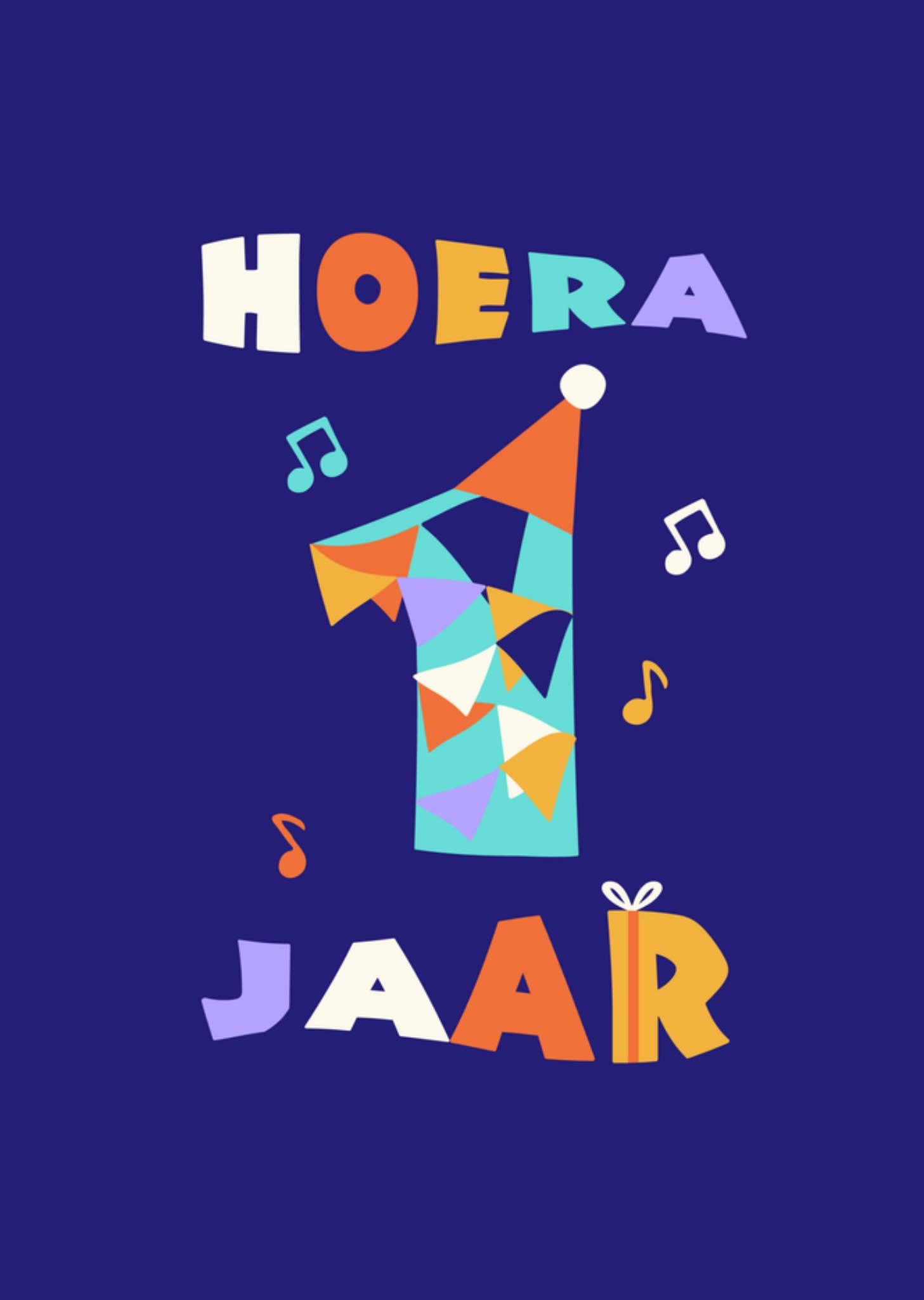 Verjaardagskaart Hoera 1 jaar Kaart Greetz