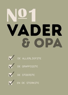 Nummer 1 Vader En Opa Checklist Typografisch Kaart