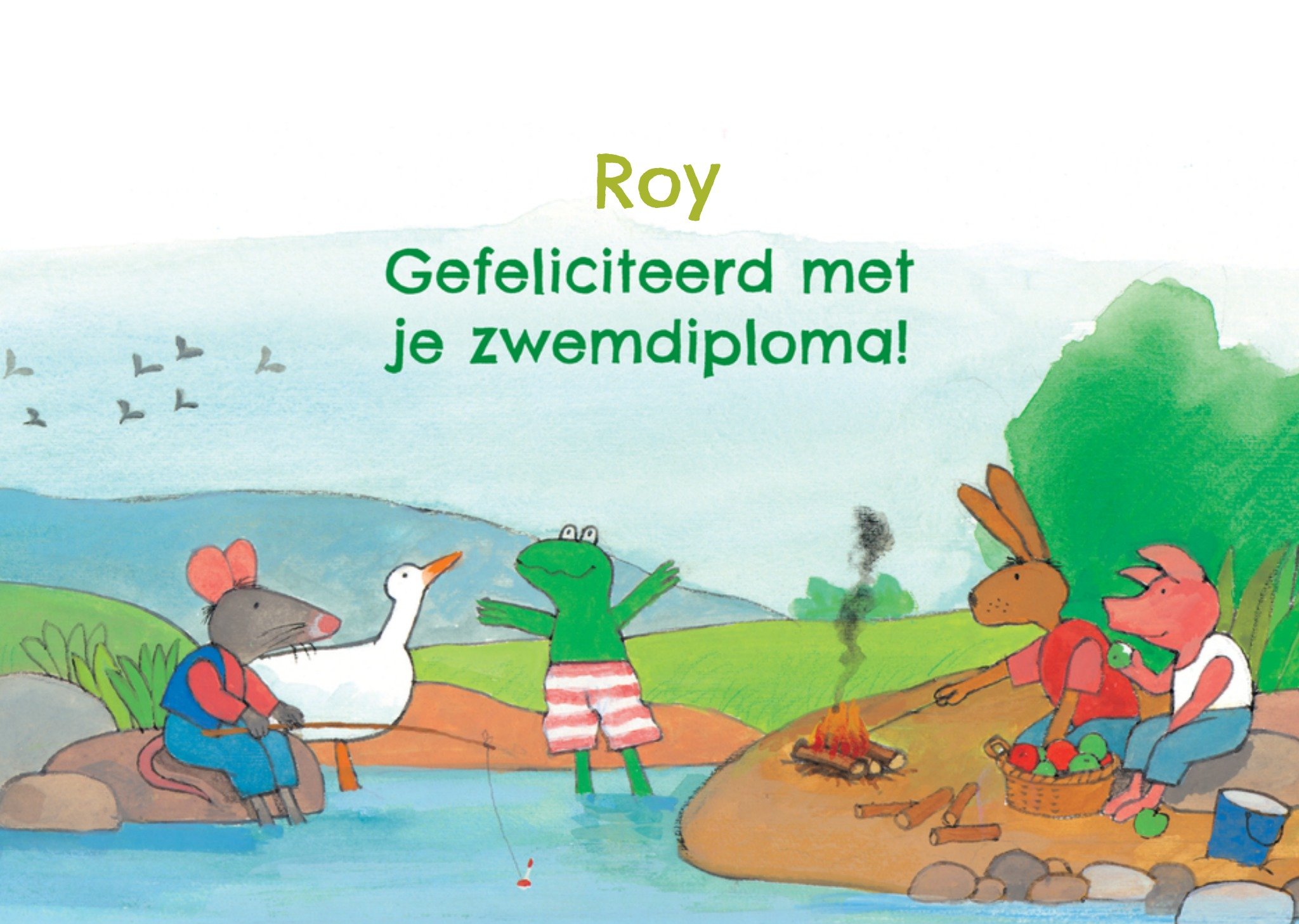 Zwemdiploma kaart Met naam Kaart Kikker