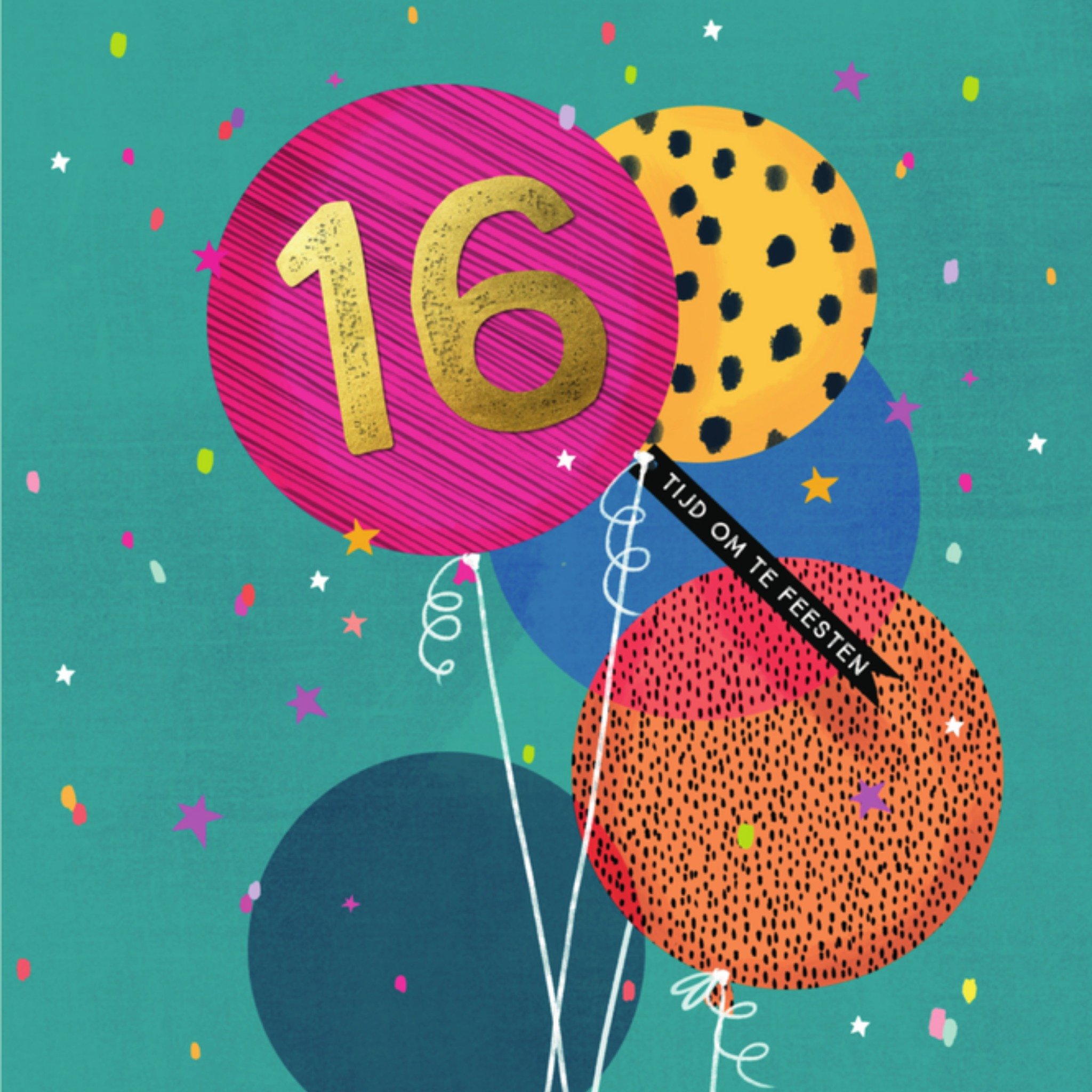 Greetz Verjaardag Ballon 16 Vierkant