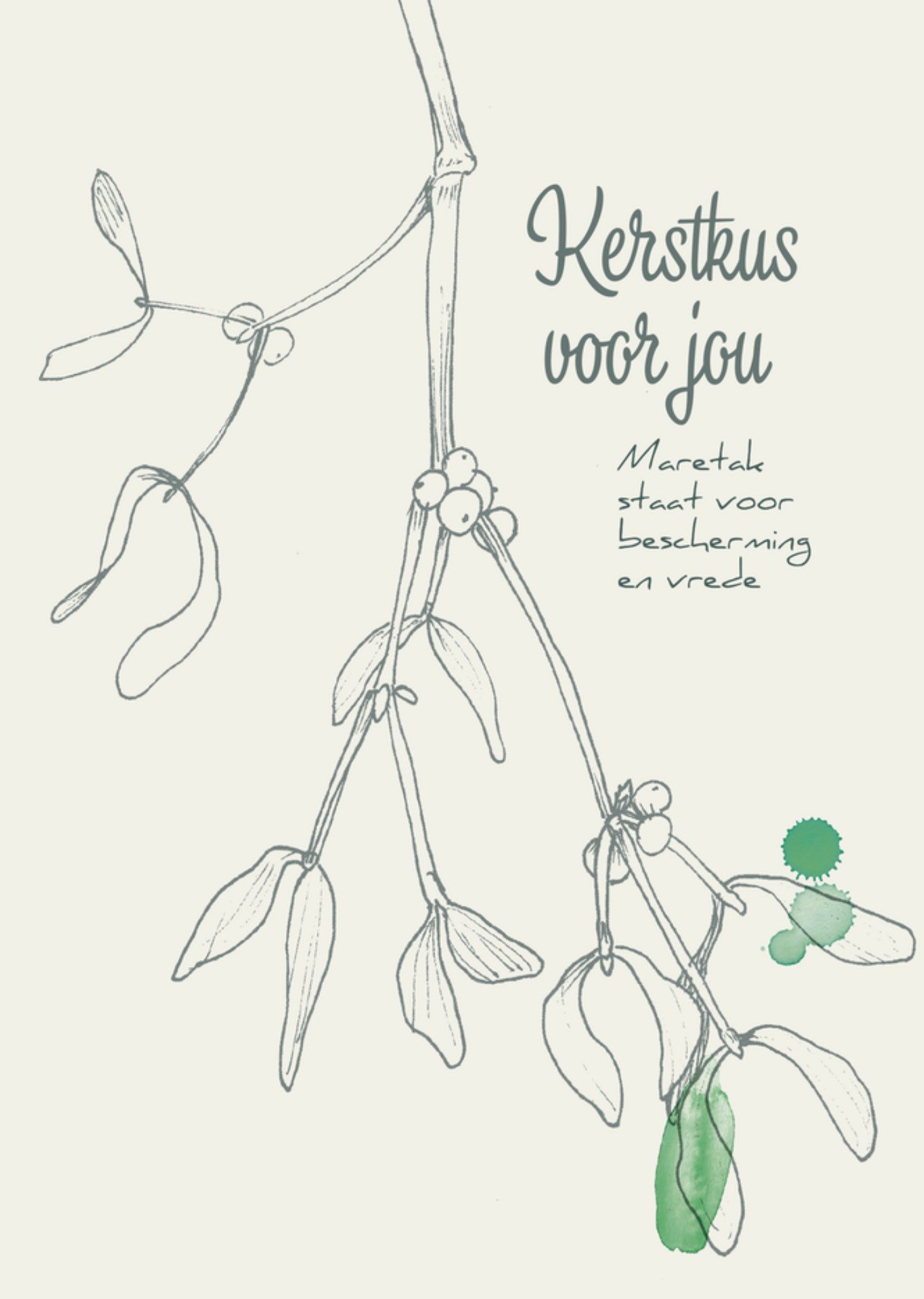 Kerstkaart Kerstkus voor jou Maretak Veer Moon