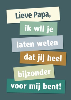 Lieve Papa Ik Wil Je Laten Weten Dat Jij Heel Bijzonder Voor Mij Bent Gekleurde Stroken Typografisch Kaart