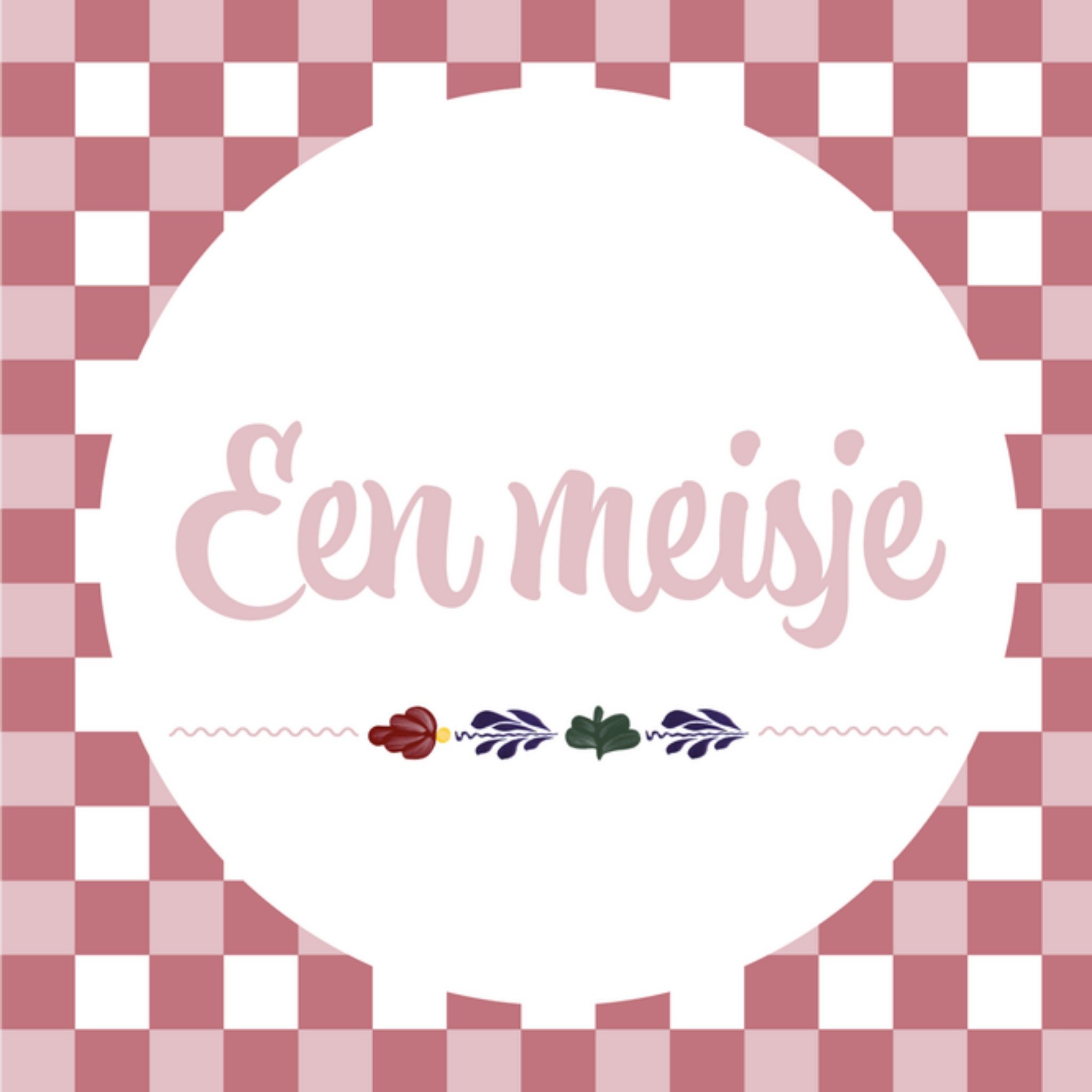 Geboortekaart Een meisje Vierkante Kaart Boerenbont