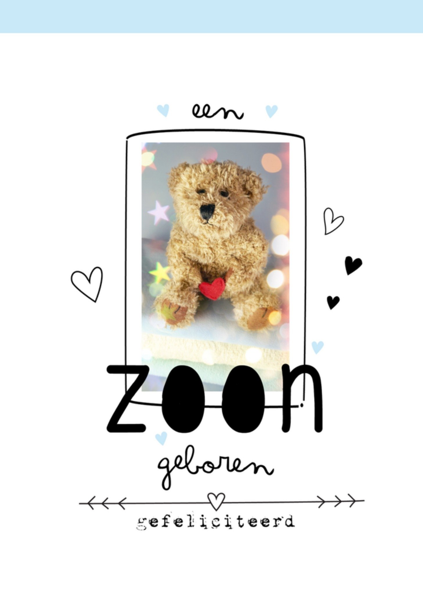 collectie Geboortekaart Teddybeer Kaart Paperclip