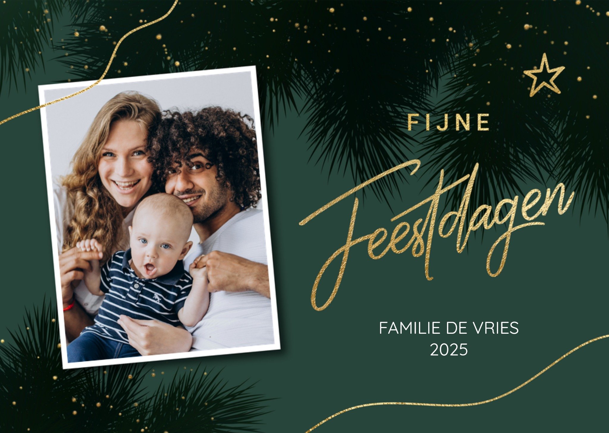 Kerst Groene foto kerstkaart met kersttakken Luckz