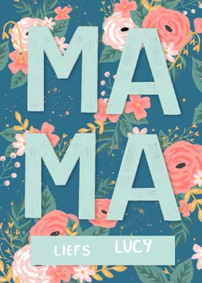 Bloemenpatroon Typografisch Mama Kaart