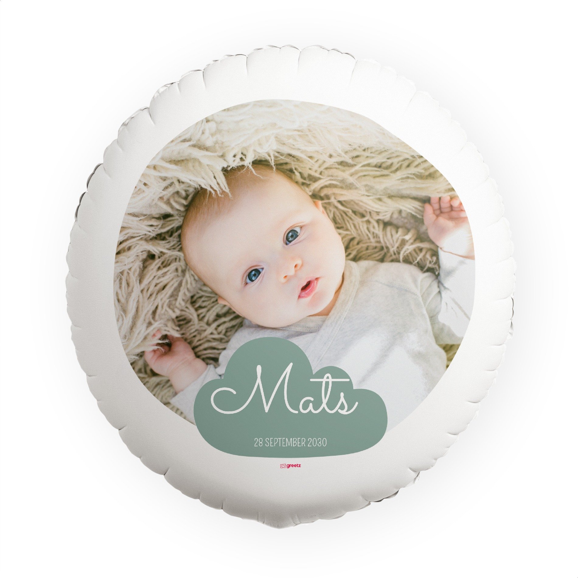 Ballon Geboorte ballon met eigen naam, datum en foto Greetz