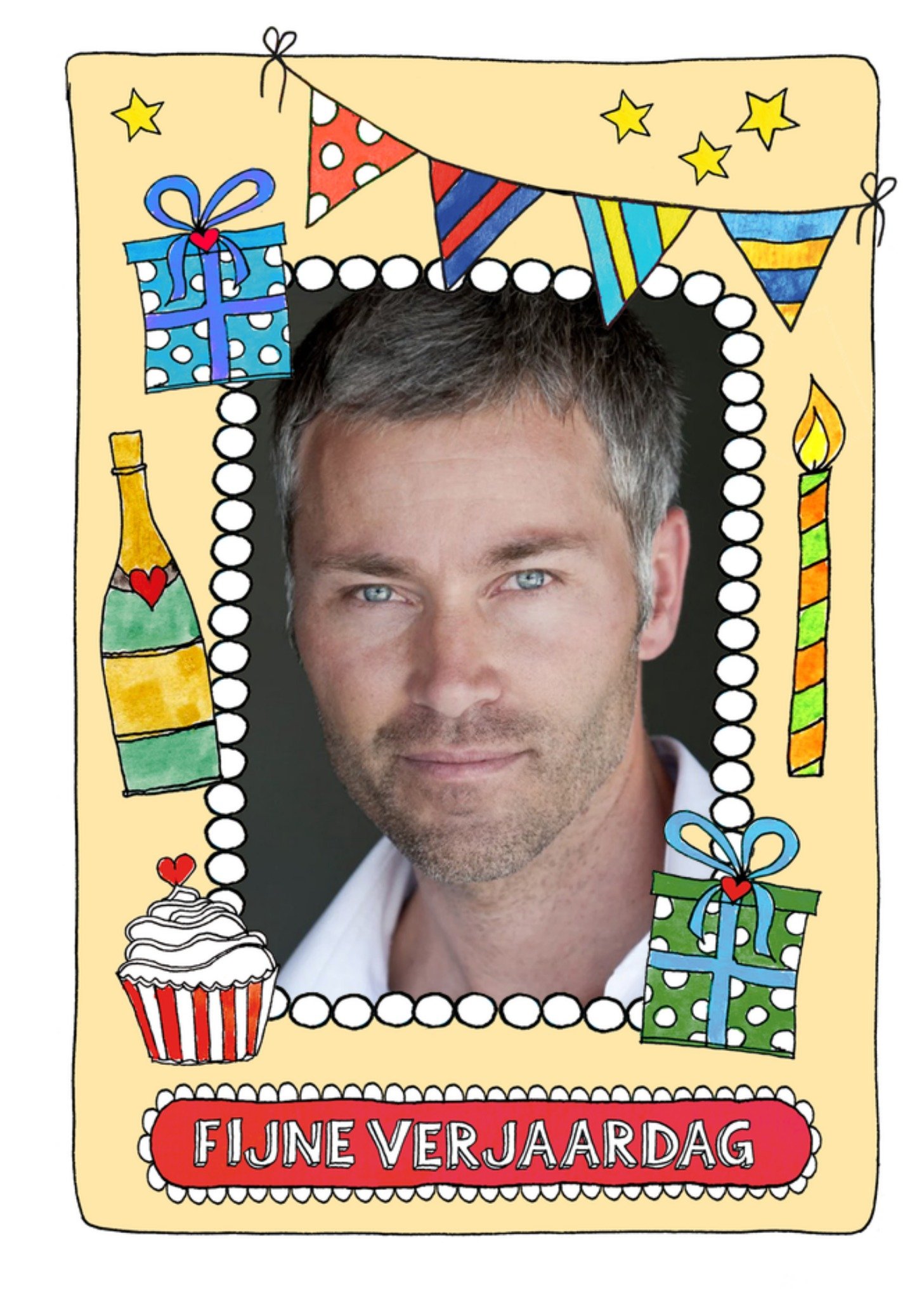 Verjaardagskaart Fijne Verjaardag Doodle Aanpasbare foto Kaart Sandysign