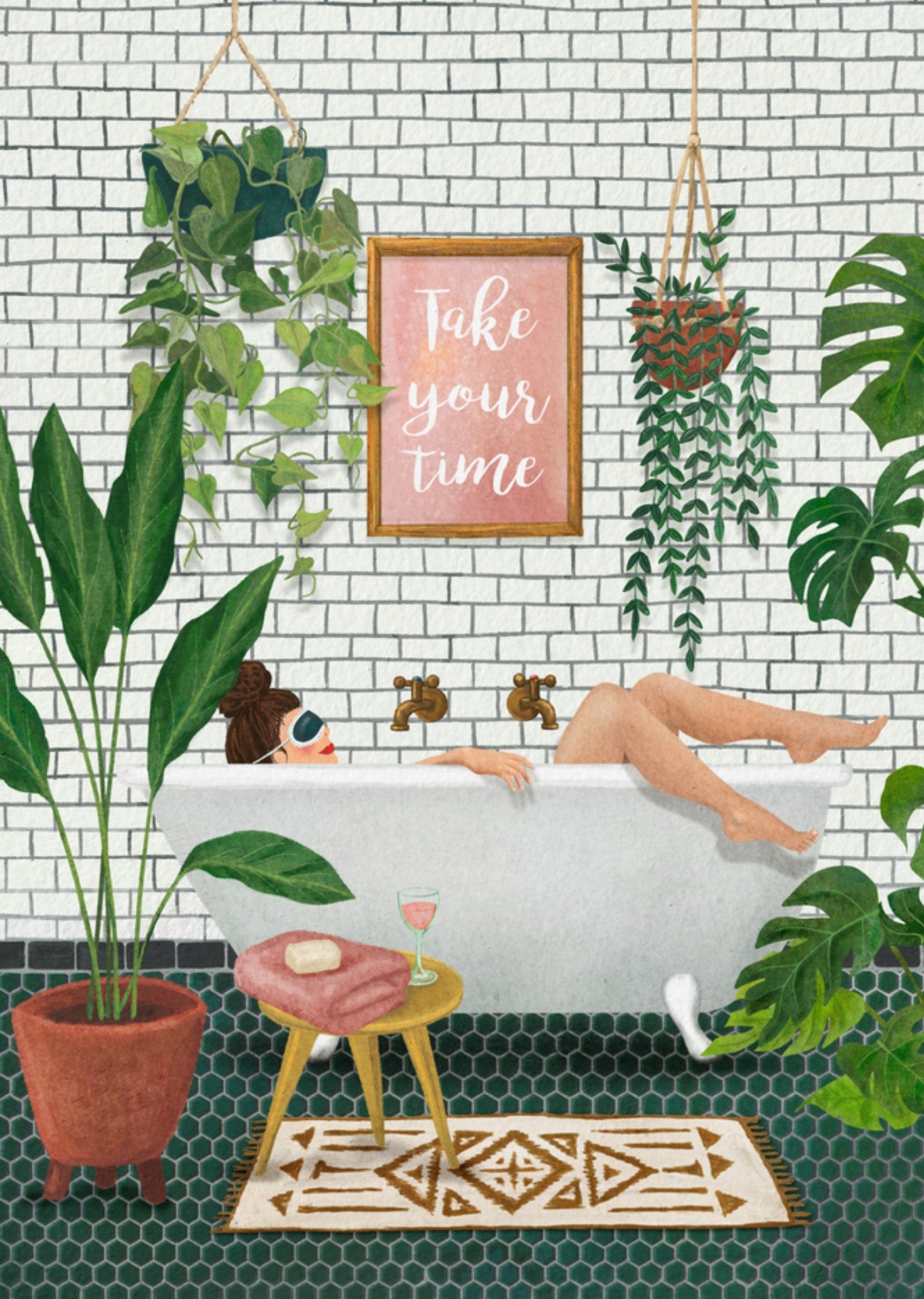 Denken aan Illustratie Retro Kaart Petit Konijn