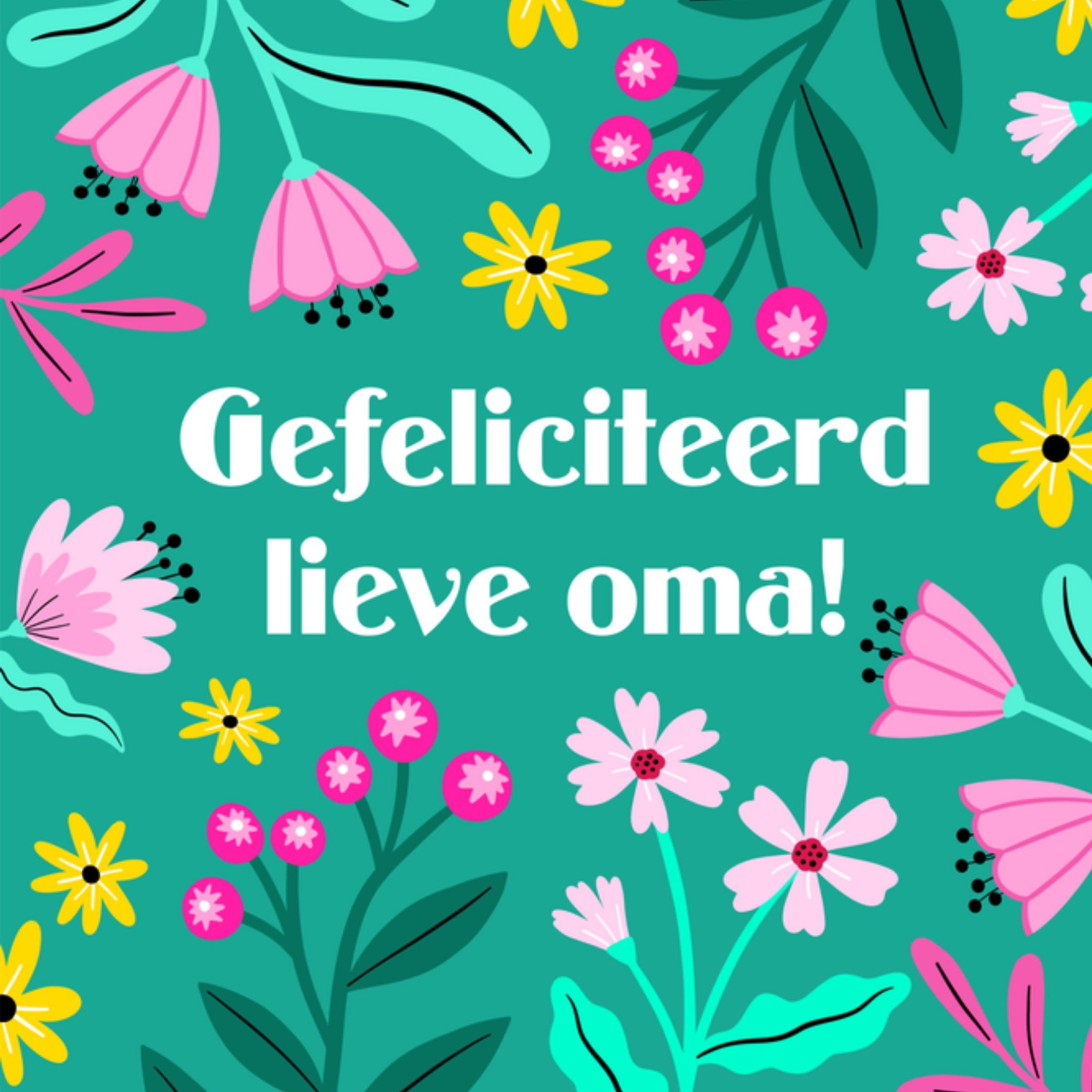 Greetz Verjaardagskaart bloemen oma Vierkant