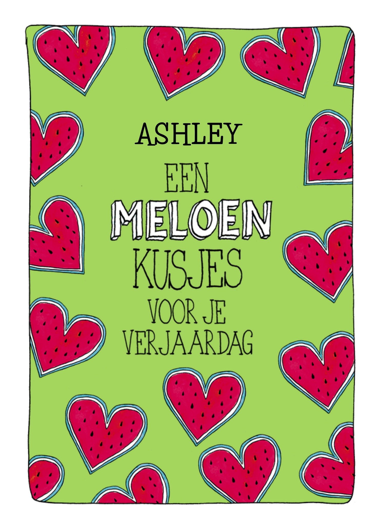 Verjaardagskaart Een meloen kusjes Kaart Sandysign