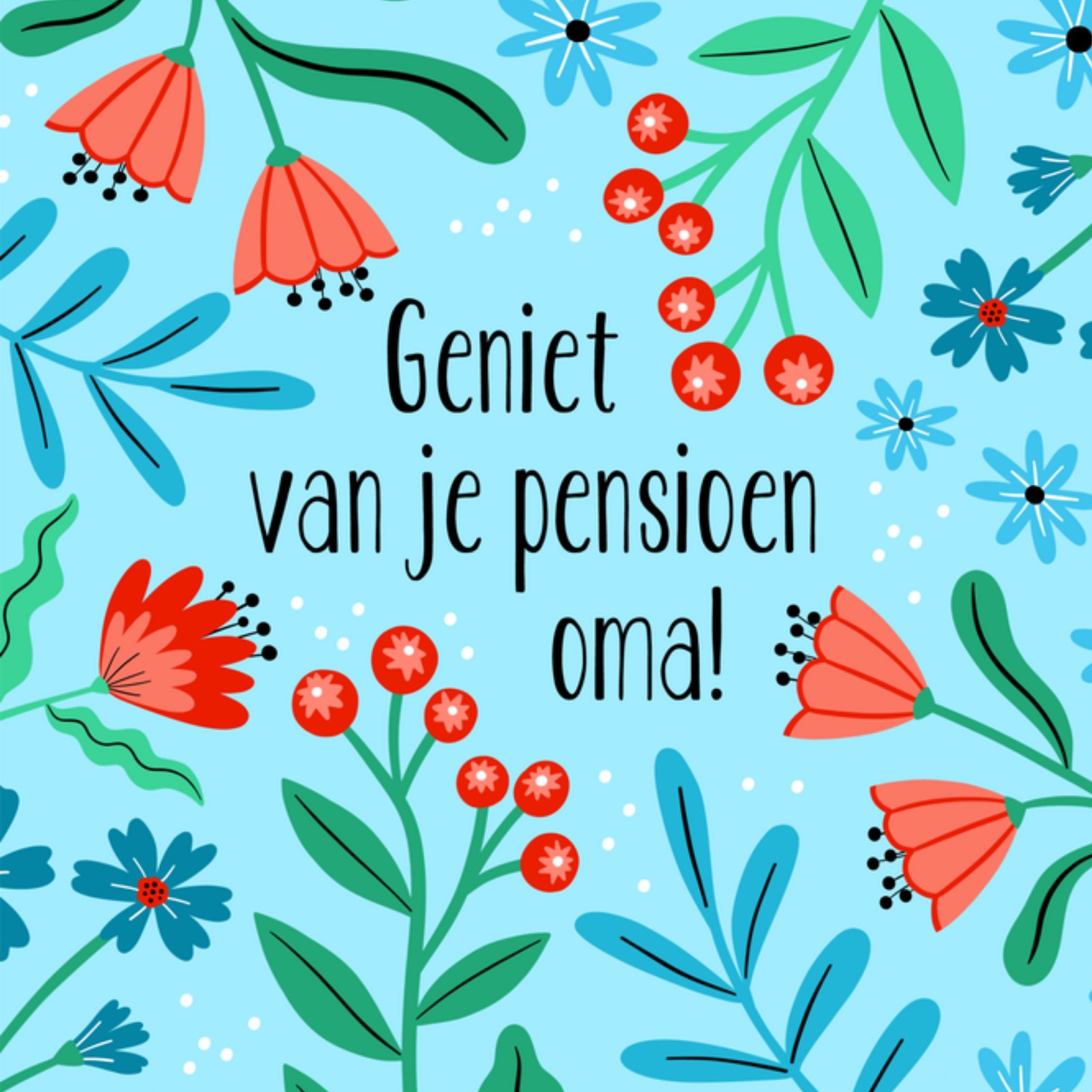 Greetz Pensioen kaart Bloemen Vierkant