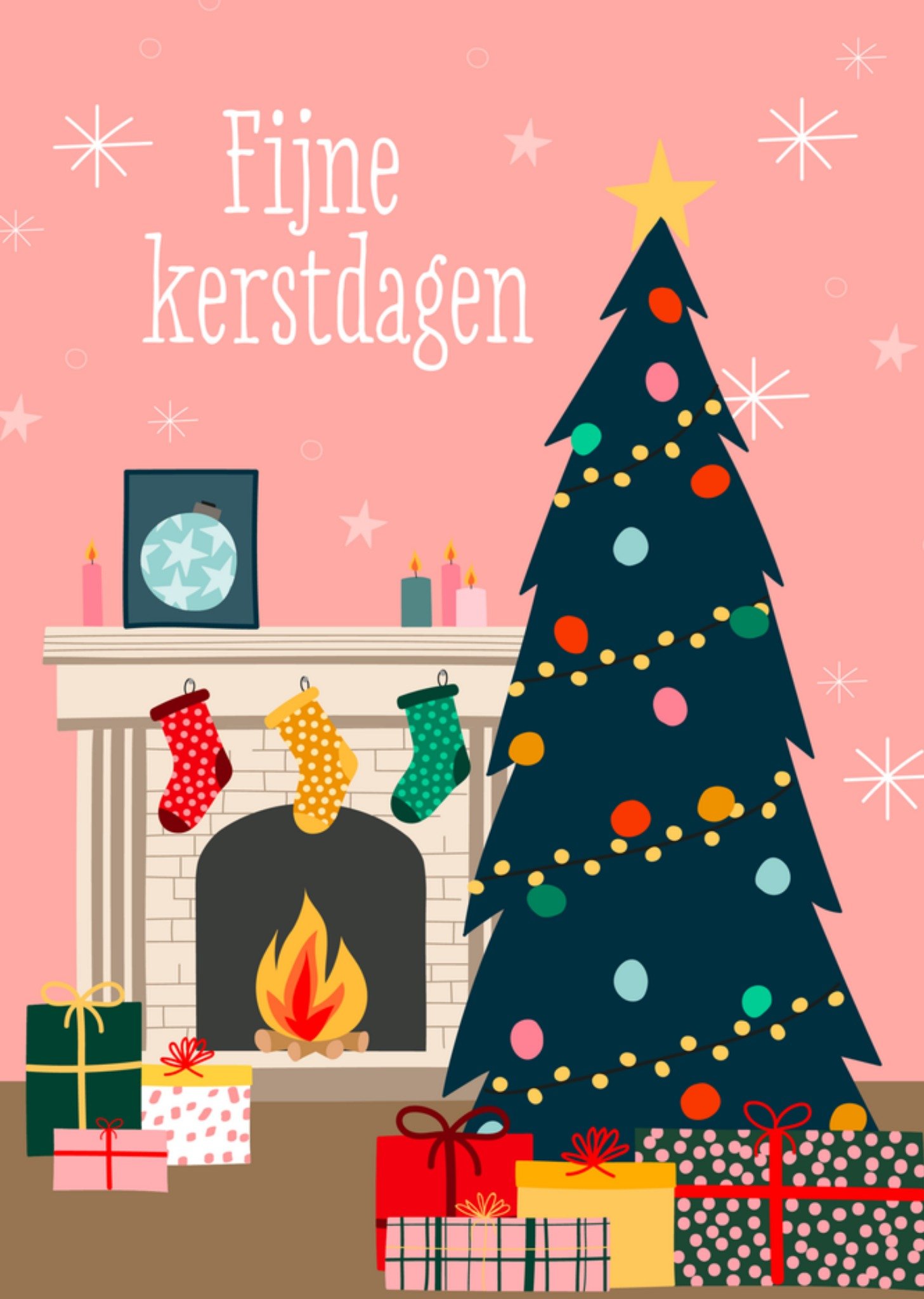 Kerst Vrolijk Kerstboom Roze Greetz