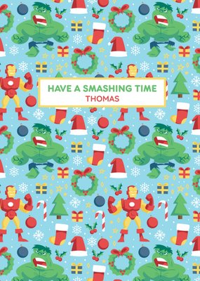 Marvel Have A Smashing Time Geïllustreerd Patroon Kerstmis Kaart