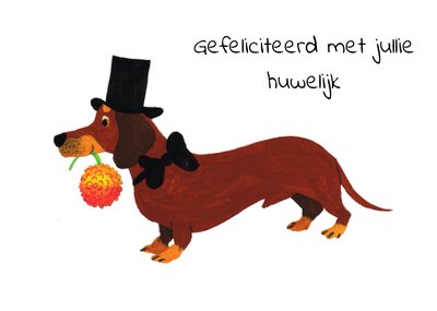 Geïllustreerde Teckel Huwelijk Kaart