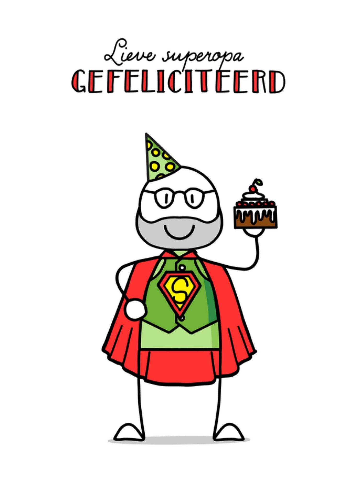 Verjaardagskaart Lieve superopa Kaart YH Tekent