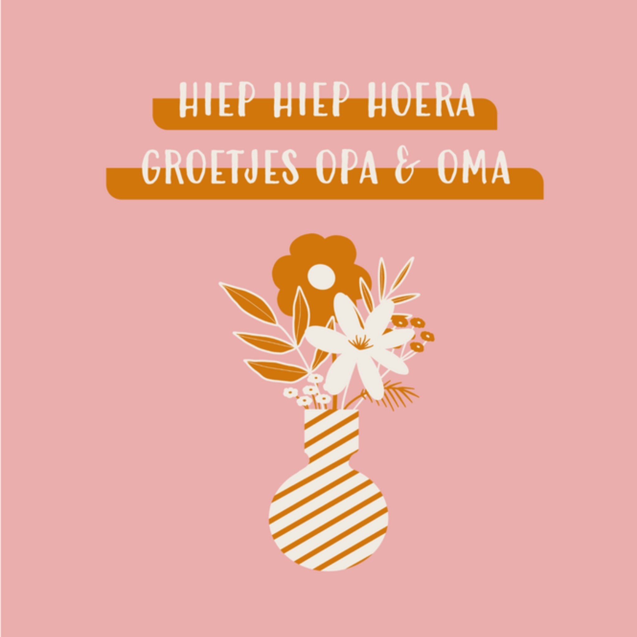 Greetz Verjaardagskaart Roze Bloemen Vierkant