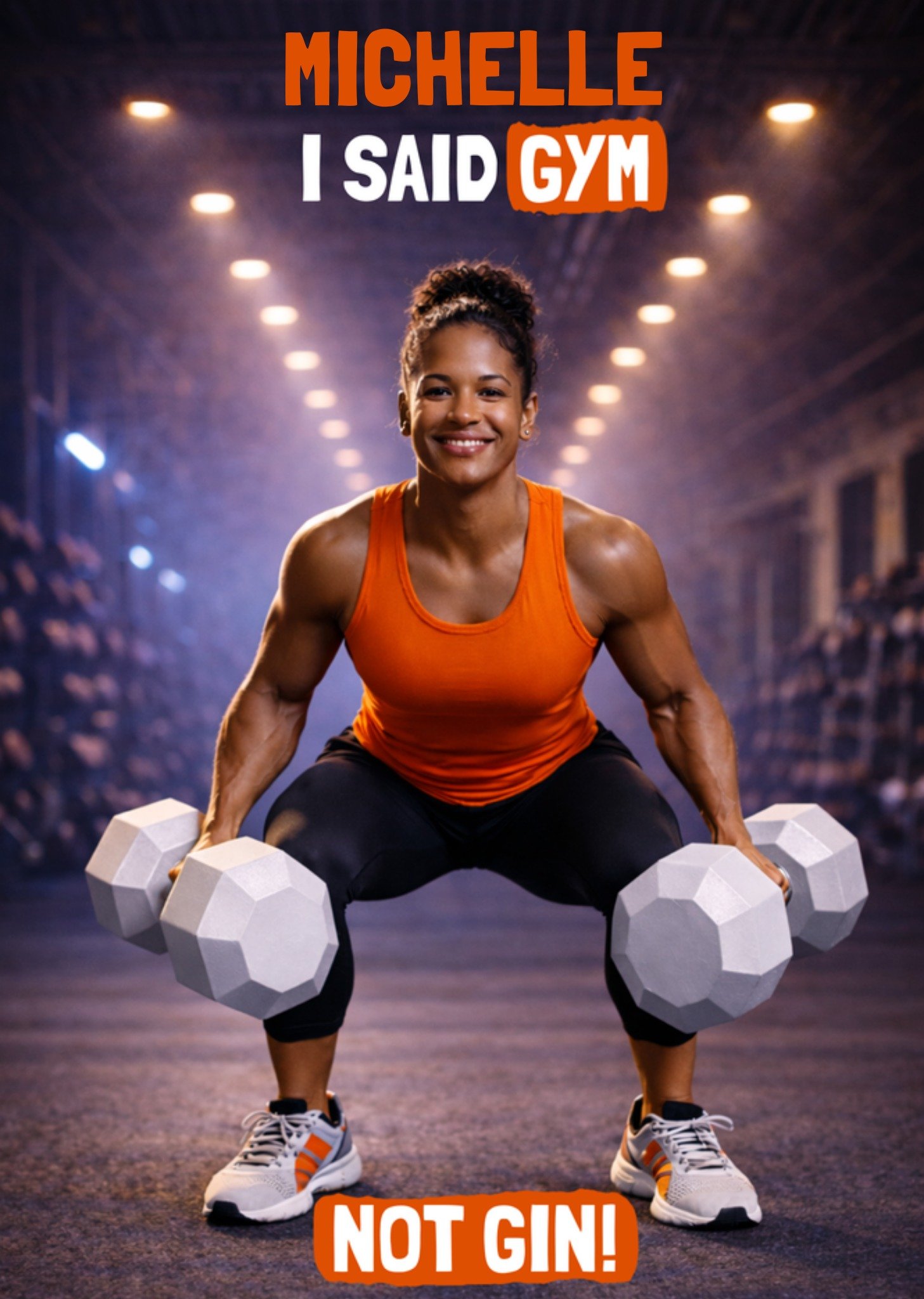 The London Studio Verjaardagskaart Funny face swap female gym fan Greetz