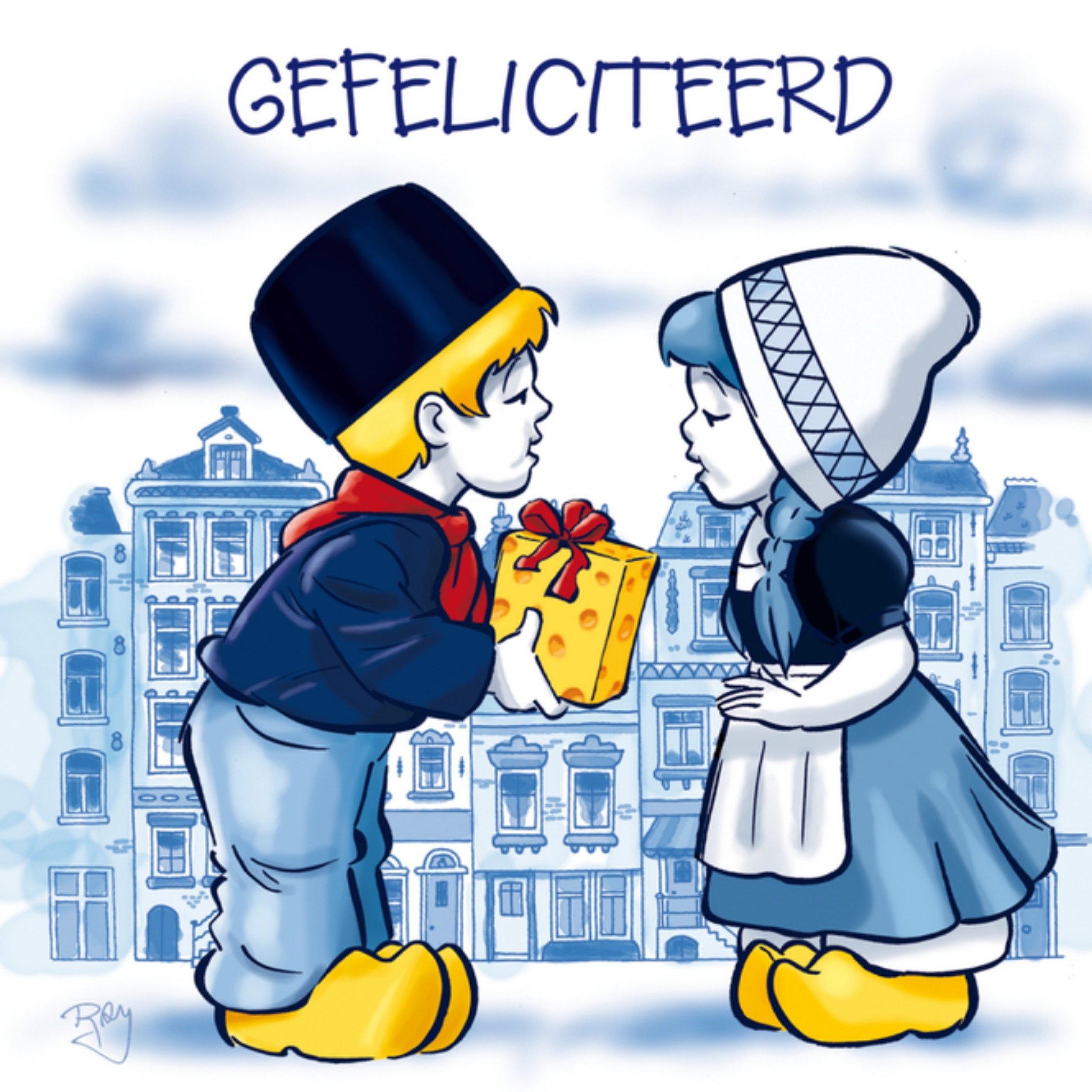 Verjaardagskaart kaas Vierkante Kaart Old Dutch