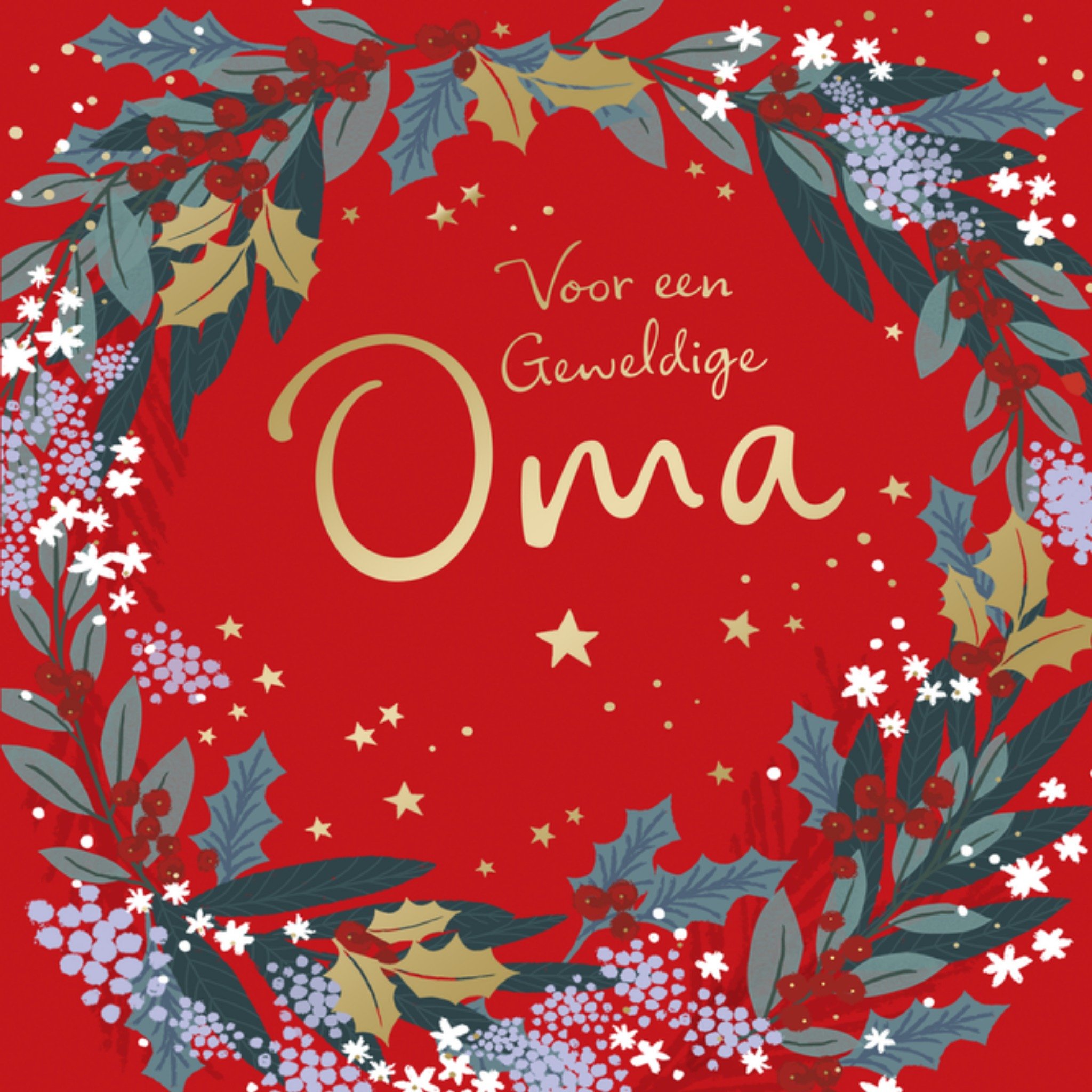 UK Greetings Kerstkaart Oma Krans Vierkant