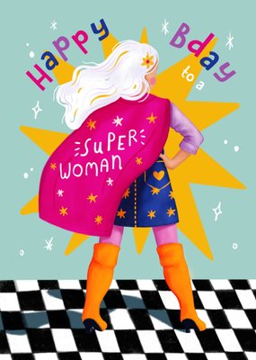 Aniet Illustration | Verjaardagskaart | Happy b day to a super woman