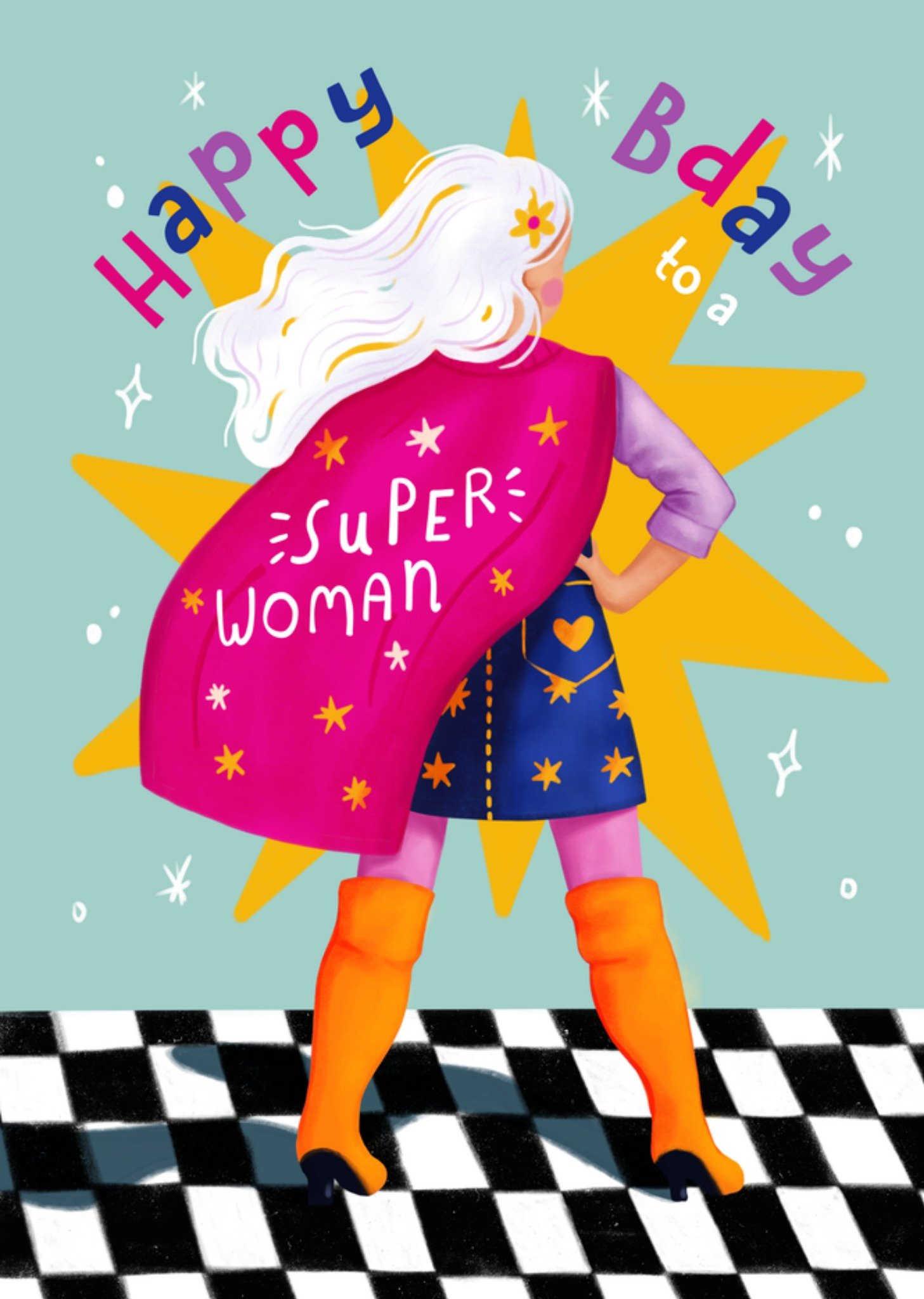 Aniet Illustration Verjaardagskaart Happy b day to a super woman Standard Card