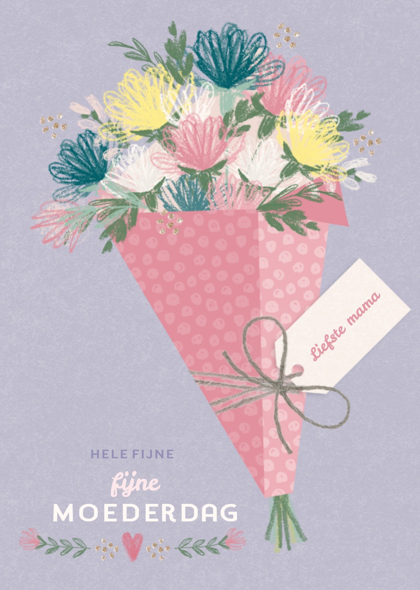 Moederdagkaart bosje bloemen Kaart Greetz