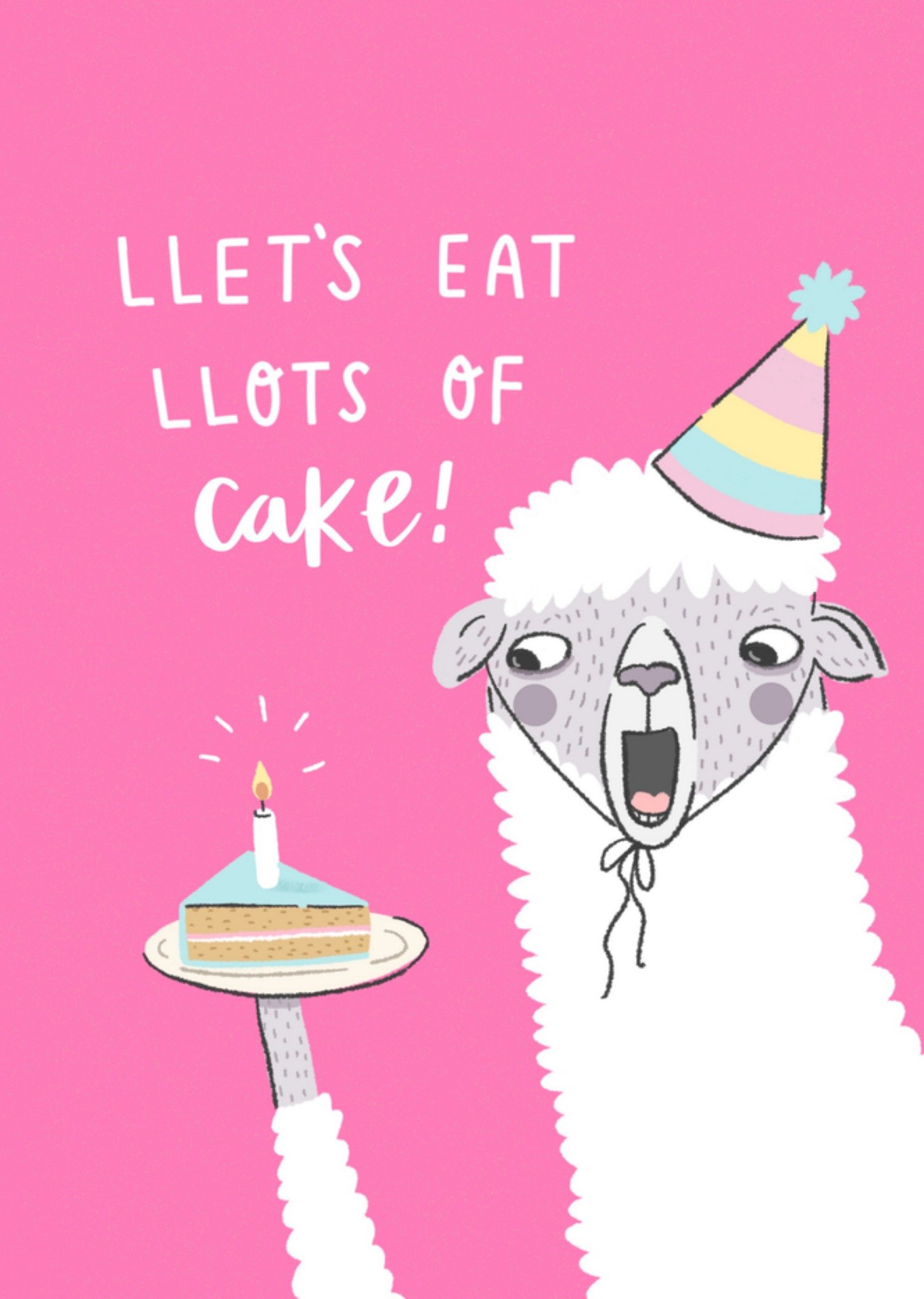 Verjaardagskaart lama taart Kaart Charly Clements