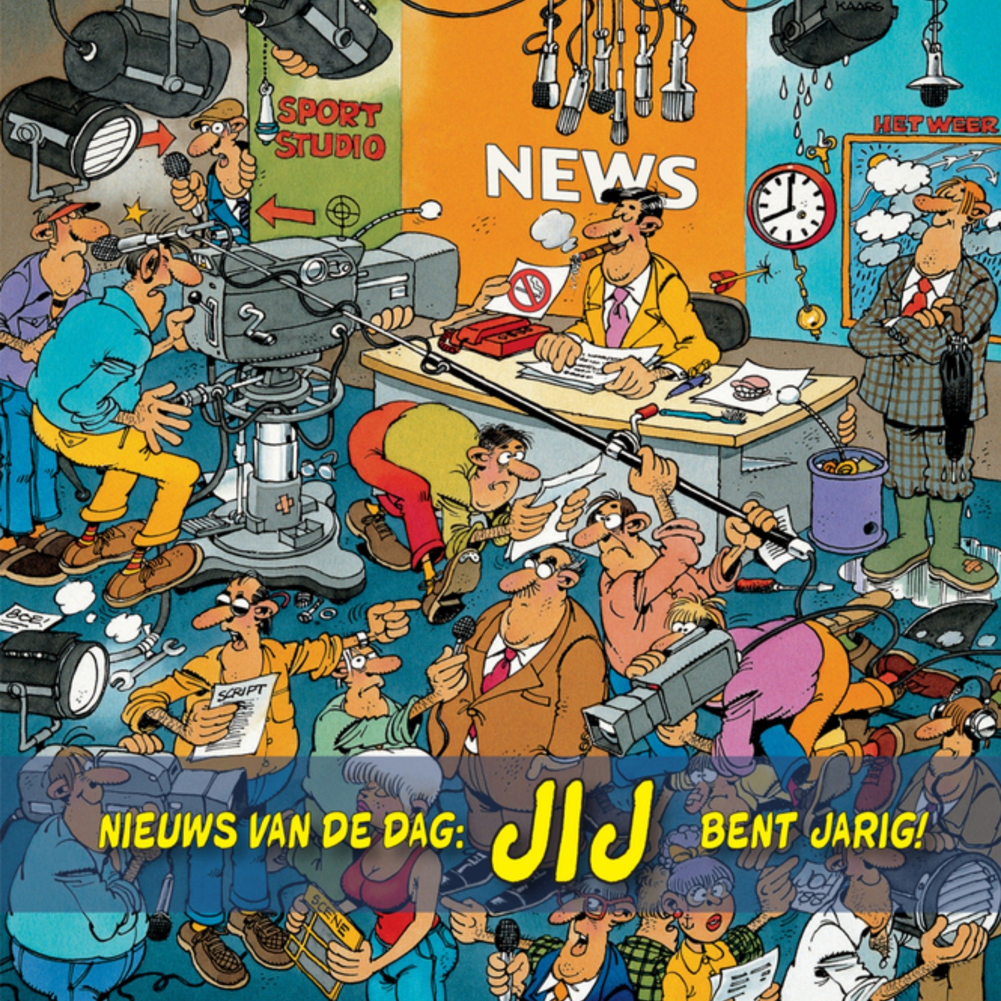 Verjaardagskaart met tekening Vierkante Kaart Jan van Haasteren