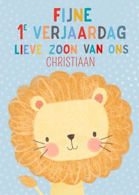 Geïllustreerde Leeuw Voor Zoon 1e Verjaardag Kaart