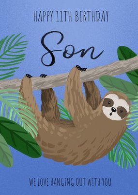Wij Hangen Graag Met Jou Rond Geïllustreerde Luiaard Zoon 11e Verjaardag Kaart