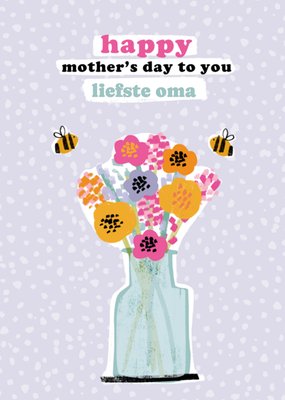 Geïllustreerde Bloemen Oma Moederdag Kaart