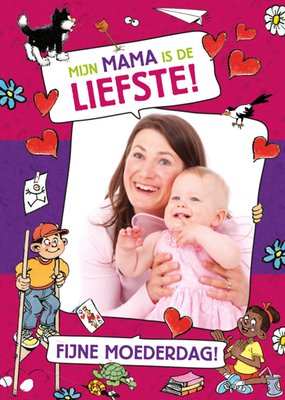 Mijn Mama Is De Liefste Geïllustreerd Foto Upload Moederdag Kaart