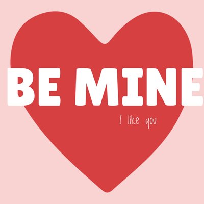 Be Mine Typografisch Hart Valentijn Kaart