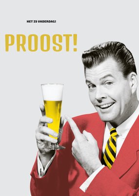 Proost Retro Man Met Bier Vaderdag Kaart