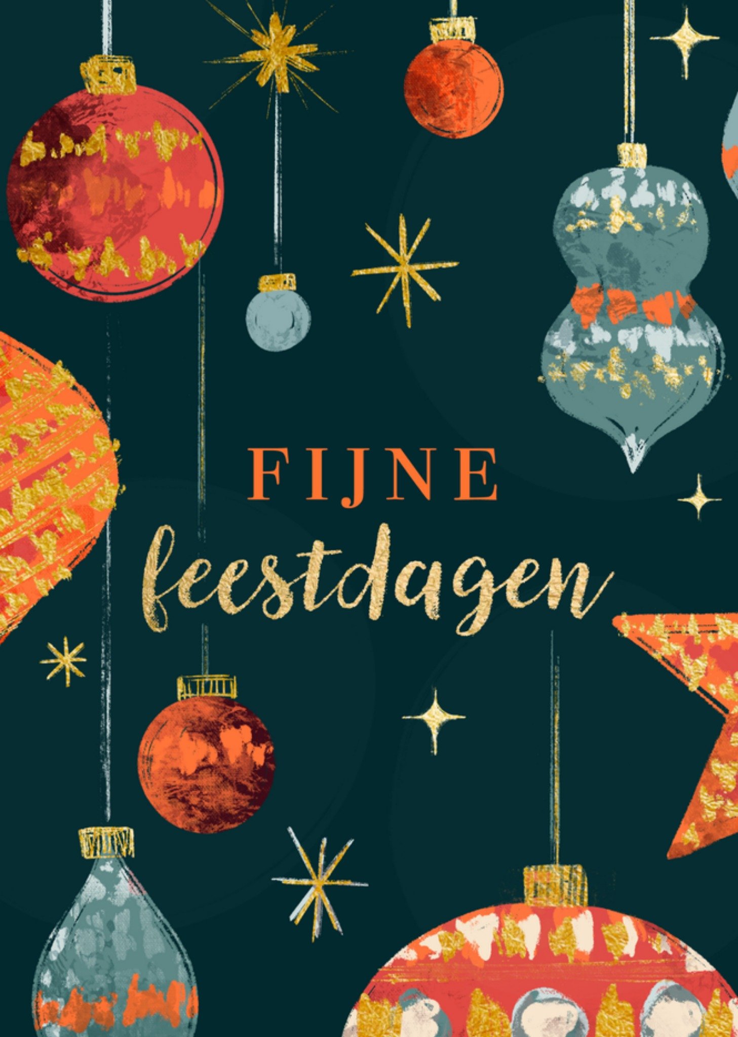 Kerstkaart kerstballen Greetz