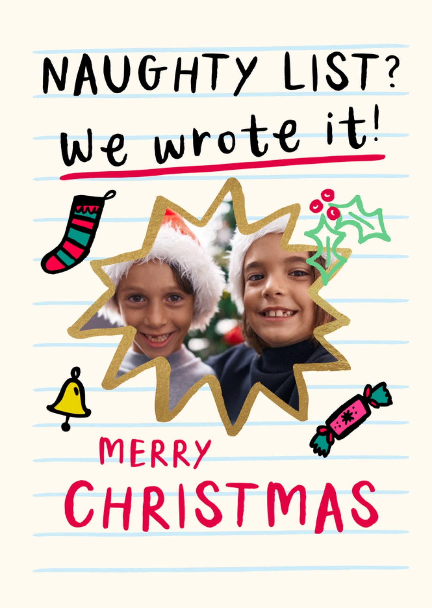 Greetz Kerstkaart Naughty List We Wrote It Aanpasbare Foto Standard Card