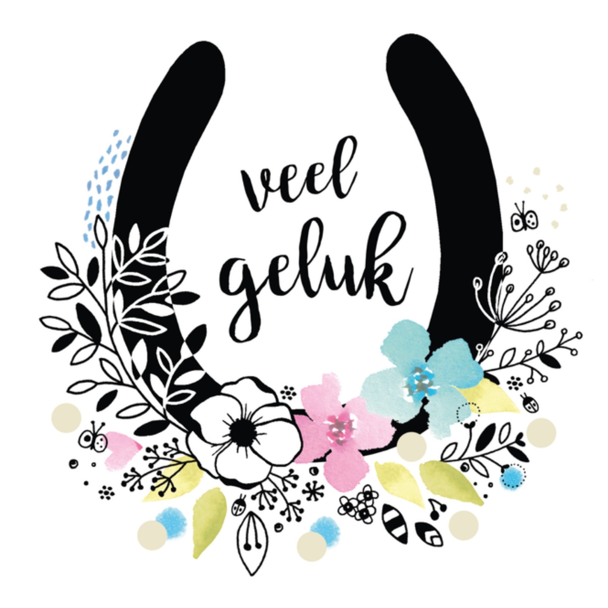 Succeskaart hoefijzer bloemen Vierkante Kaart Paperclip