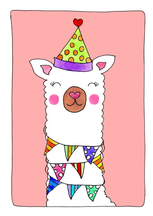 Sandysign | Verjaardagskaart | Schattig feest alpaca