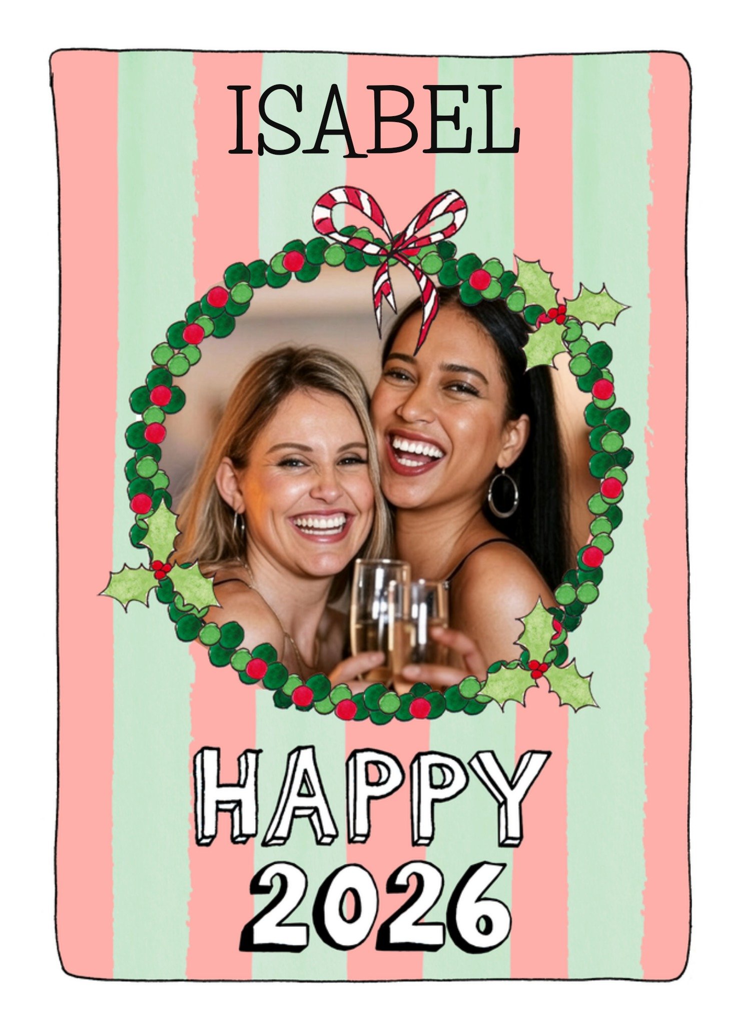 Sandysign Nieuwjaarskaart Happy 2026 Aanpasbare foto enn tekst Standard Card