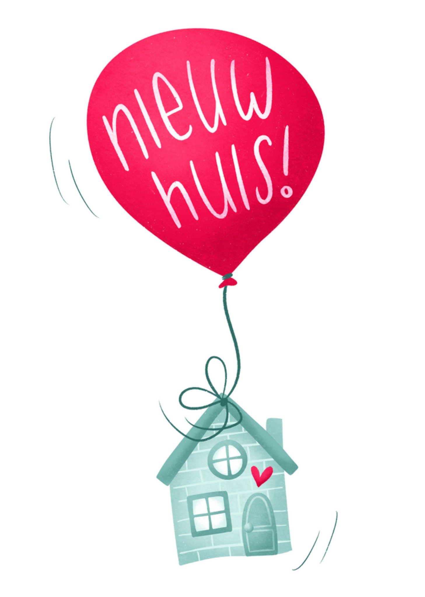 Nieuwe woning kaart Nieuw Huis Ballonnen Kaart Studio Fred Illustraties