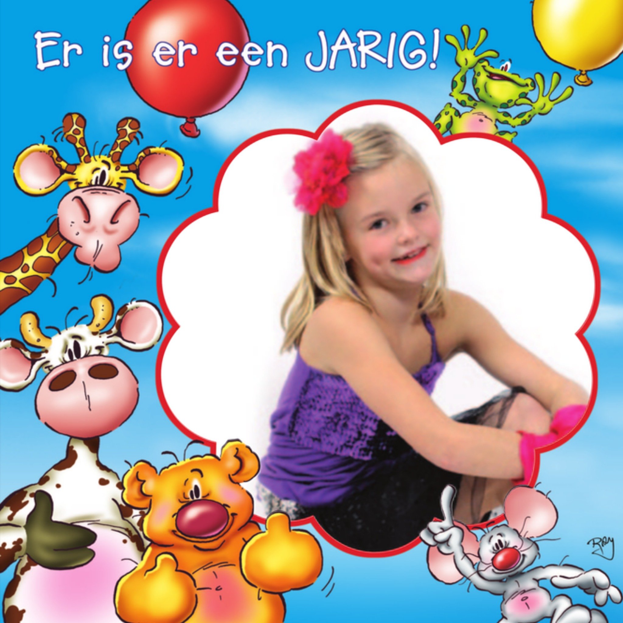 Verjaardagskaart fotokaart Vierkante Kaart Doodles