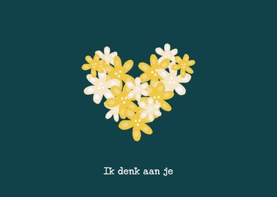 Ik Denk Aan Je Geïllustreerd Bloemenhart Kaart