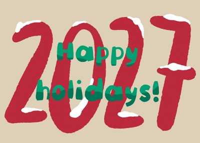 Besneeuwd Typografisch 2027 Happy Holidays Kerstkaart