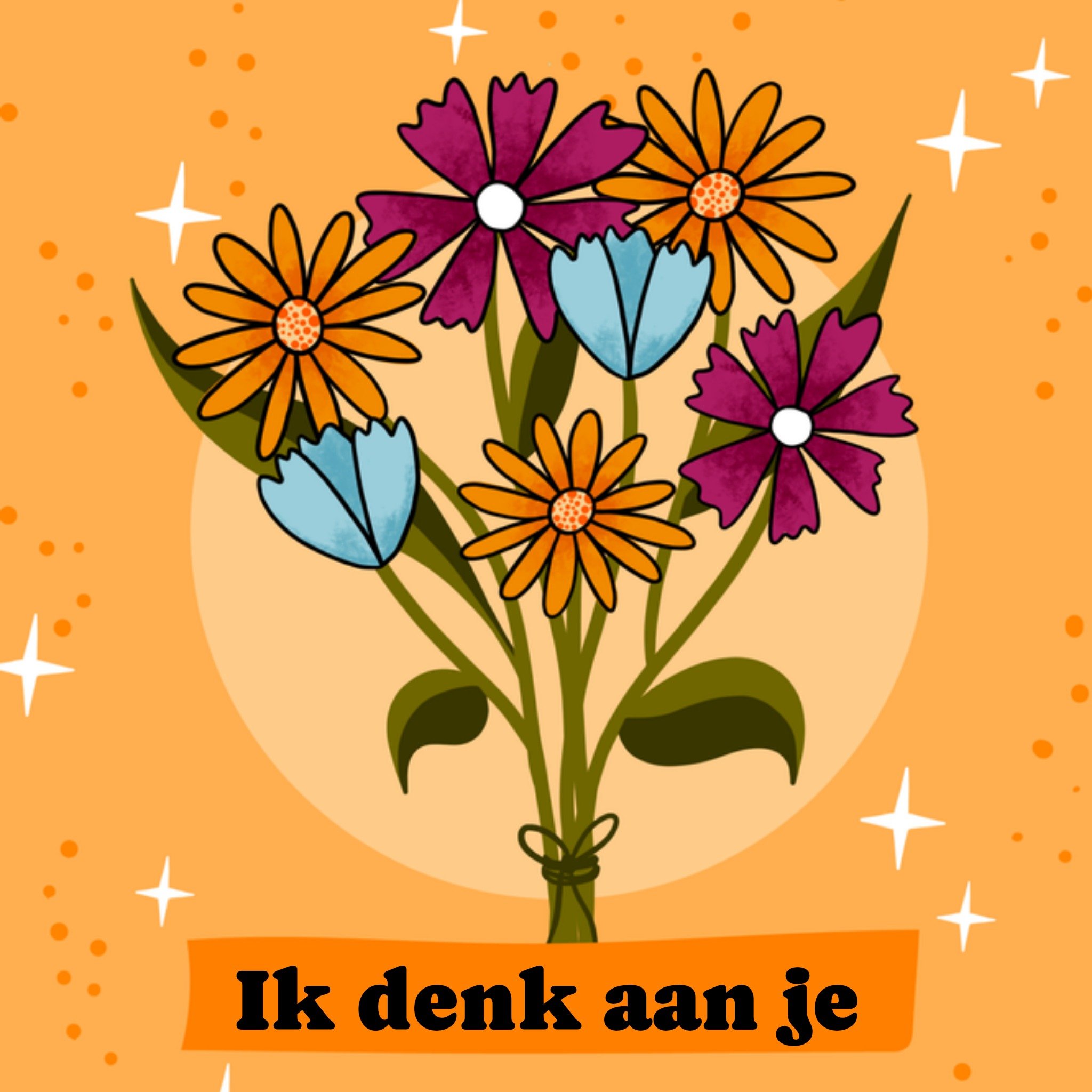 Greetz Denken aan kaart bloemen Vierkant