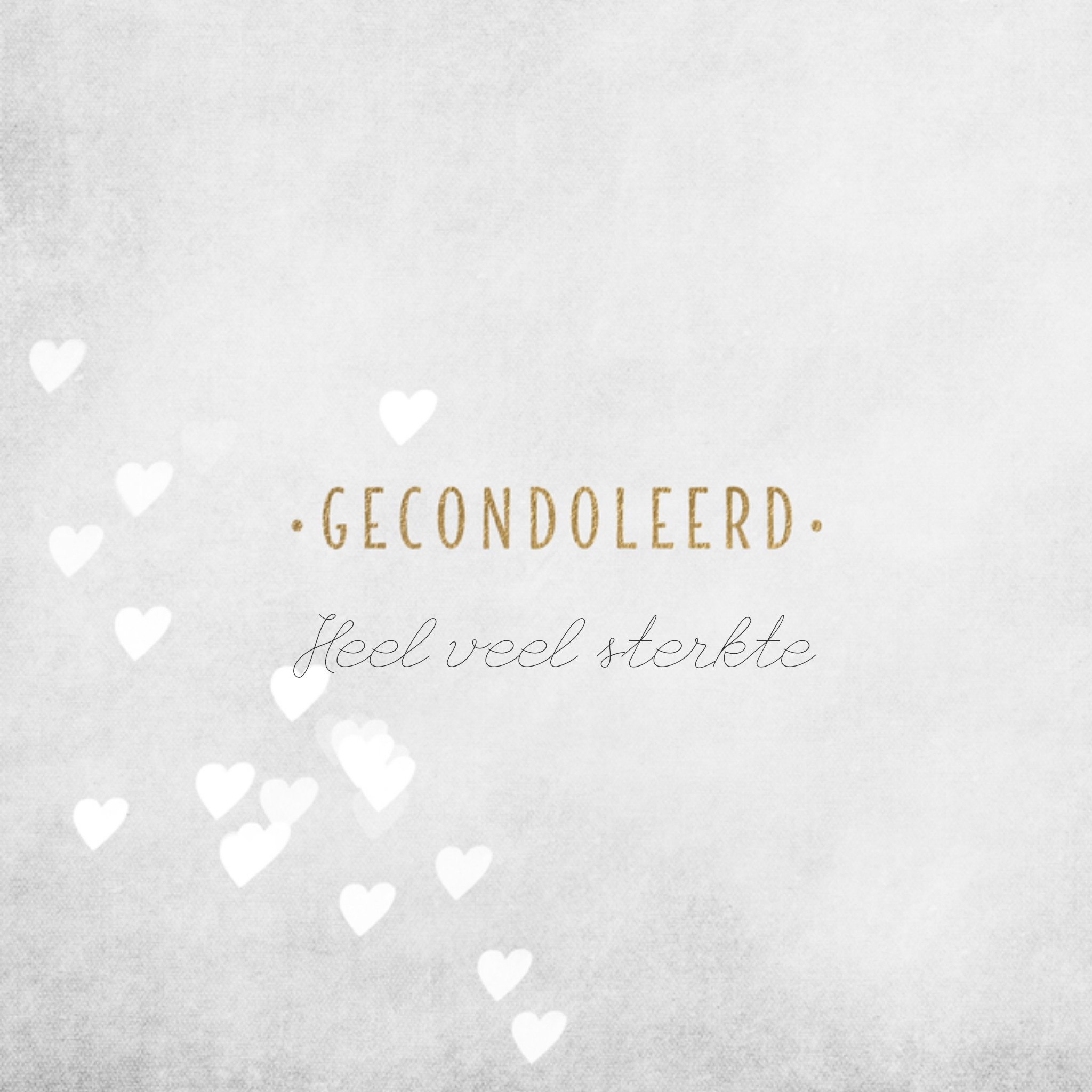 Condoleancekaart Witte hartjes Vierkante Kaart Luckz