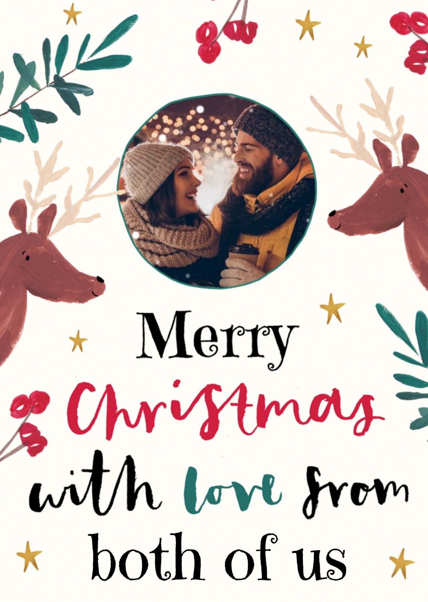 Kerstkaart Rendier With love Greetz