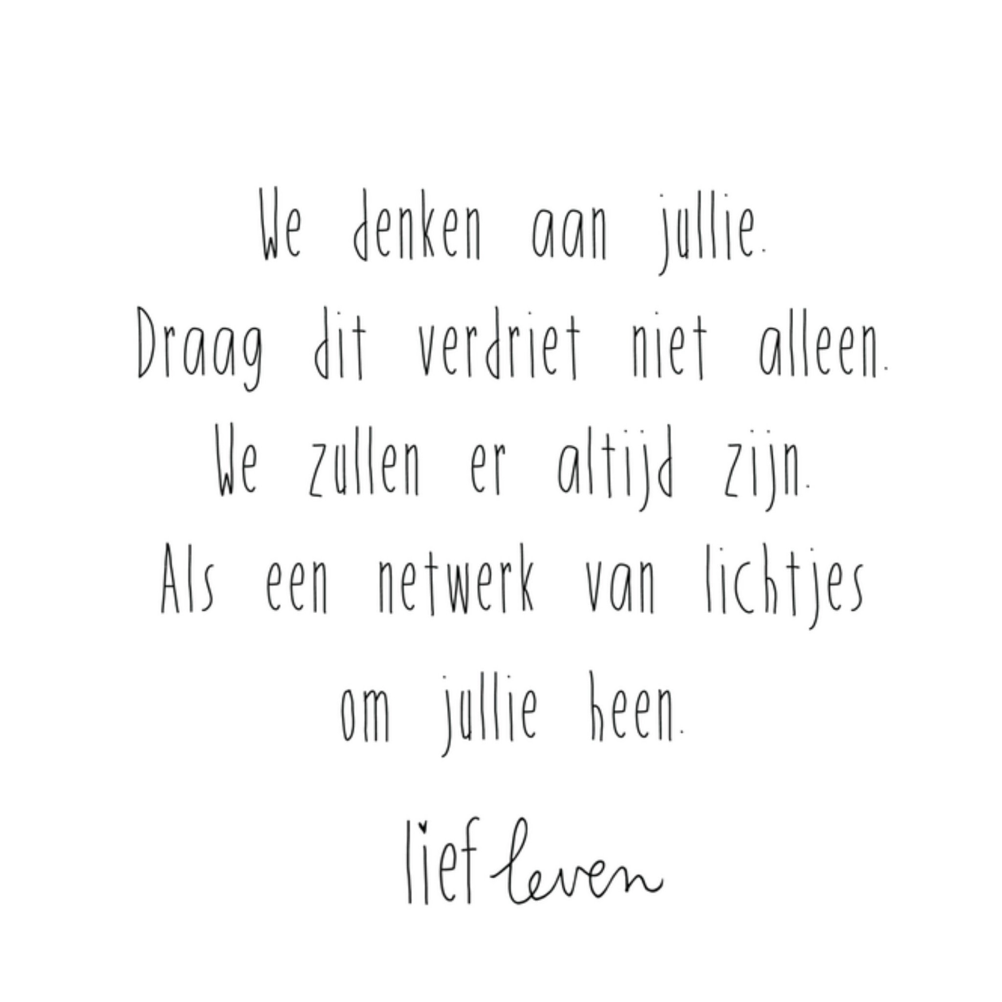 Condoleancekaart lichtjes Vierkante Kaart Lief Leven