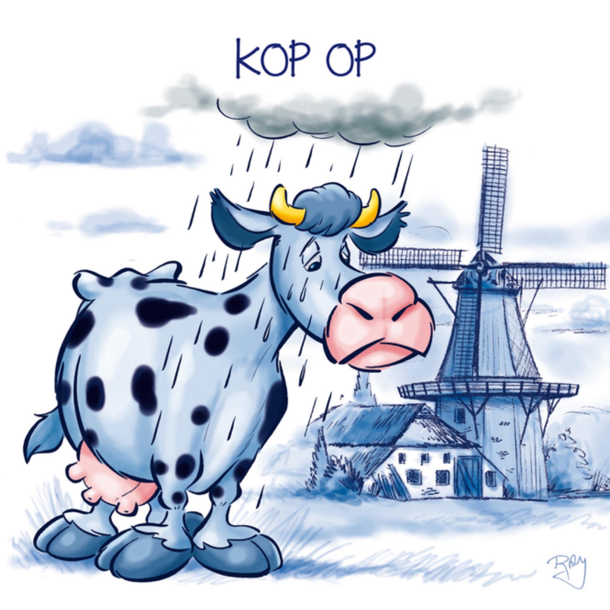 Sterkte kaart koe kop op Vierkante Kaart Old Dutch