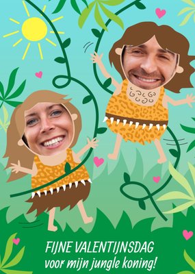 Voor Mijn Jungle Koning Geïllustreerd Jungle Stel Foto Upload Valentijnsdag Kaart